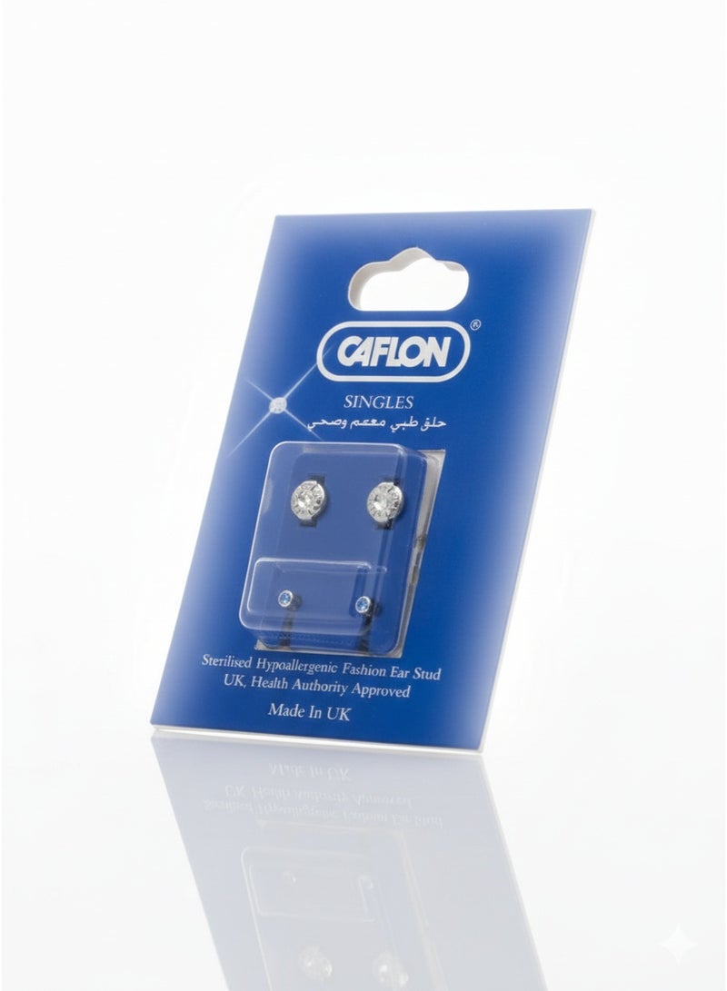 Caflon Blu Medical Ear Piercing Studs – Sterile Bezel-Set Stones on Display Card